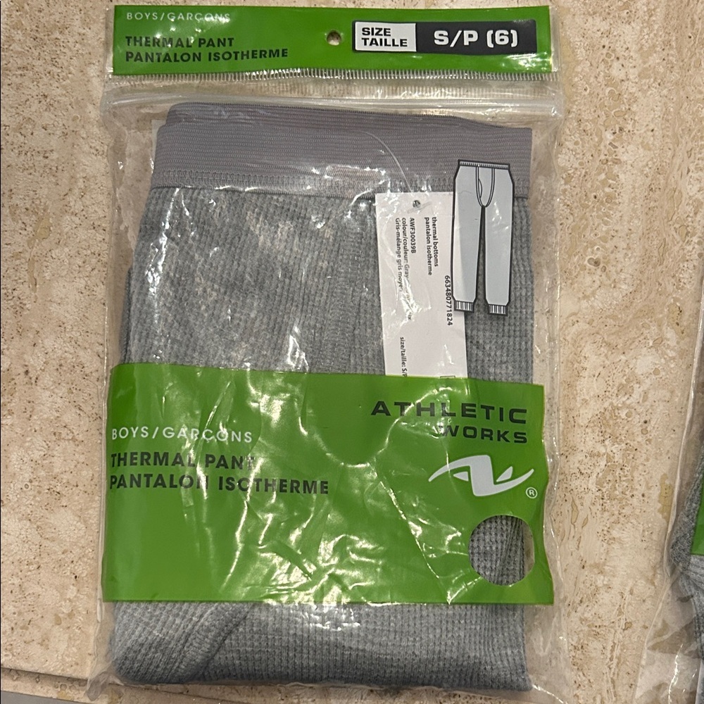 NEW 🆕 Athletic Works Boys' Gray Thermal Pants